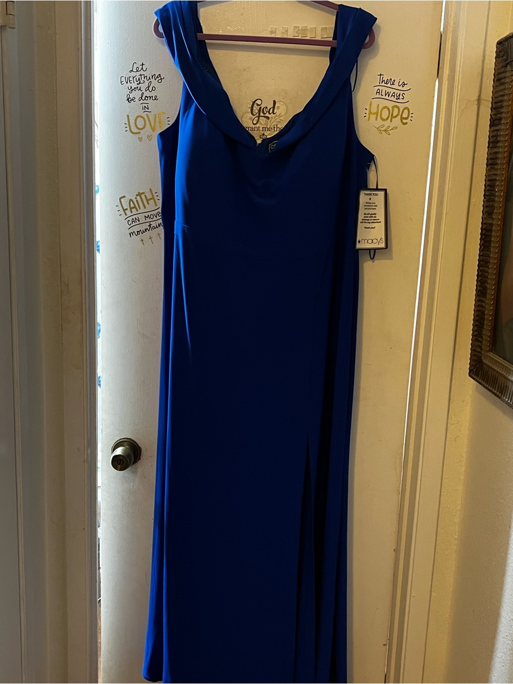 Morgan & Co. Cowl Neck Maxi Dress in Royal Blue